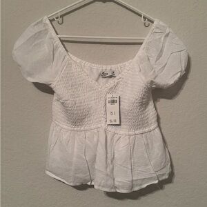 Hollister White Puff Sleeve Blouse